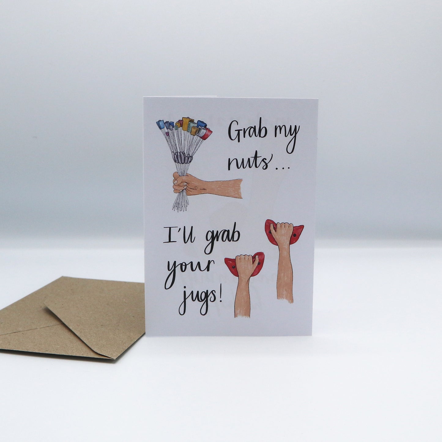 Grab My Nuts, I'll Grab Your Jugs Climbing Greeting Card