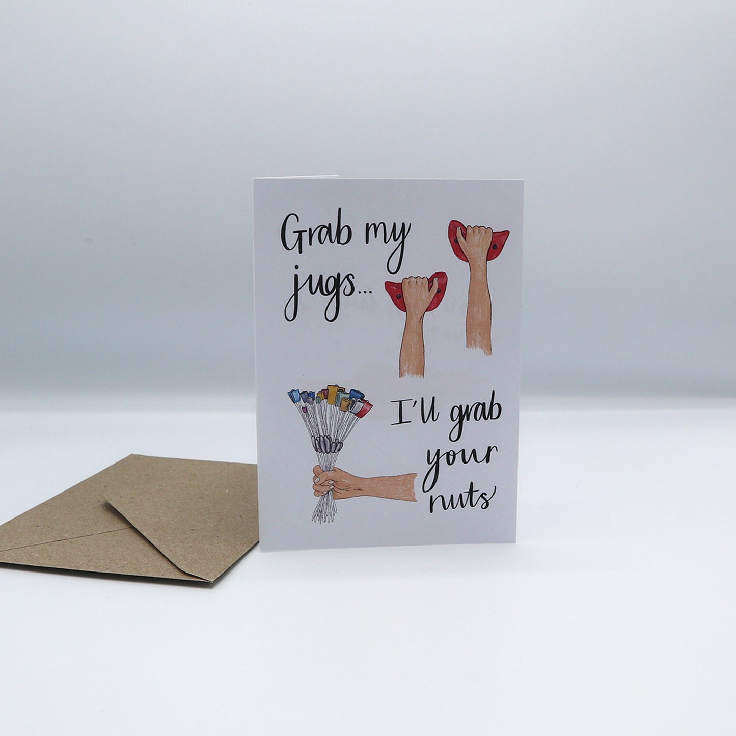 Grab My Jugs, I'll Grab Your Nuts Climbing Greeting Card