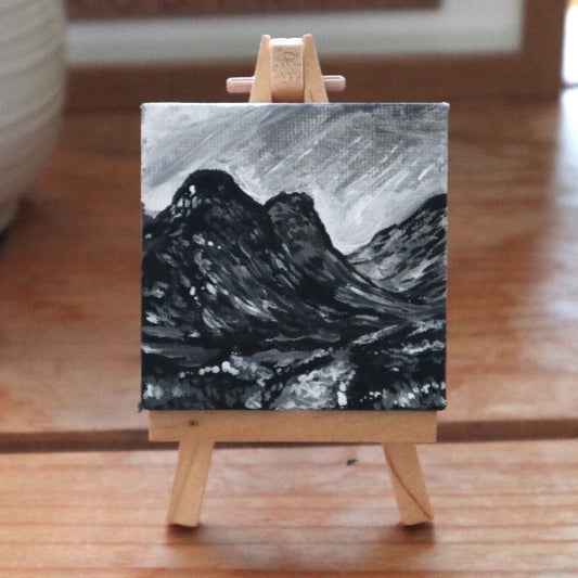 Day 19 - 7x7cm Mini Canvas - Glencoe in Black and White