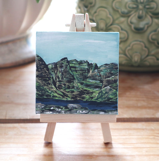 Day 37 - 7x7cm Mini Canvas - Loch Toll an Lochain, Pinnacles of An Teallach and Corrag Buidhe