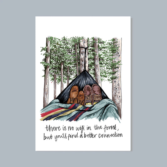 No Wifi In The Forest Illustration Art Print