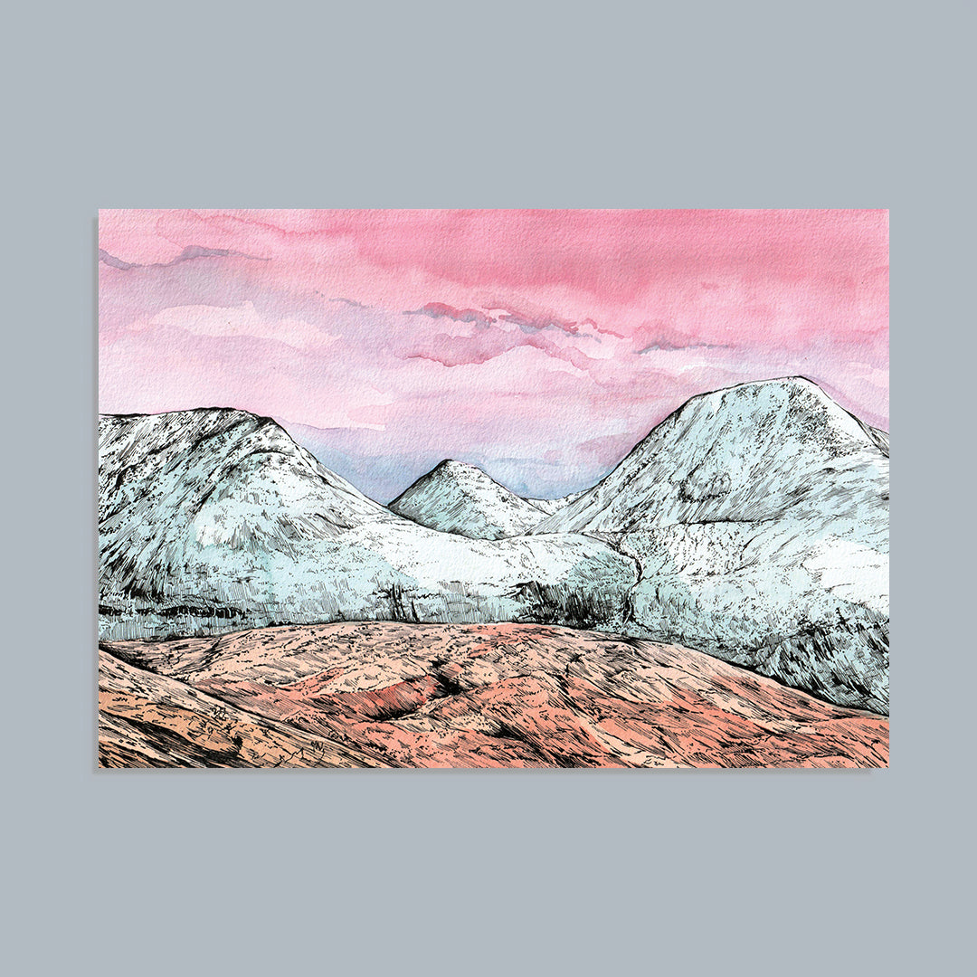 Wintery Mamores at Dawn Art Print