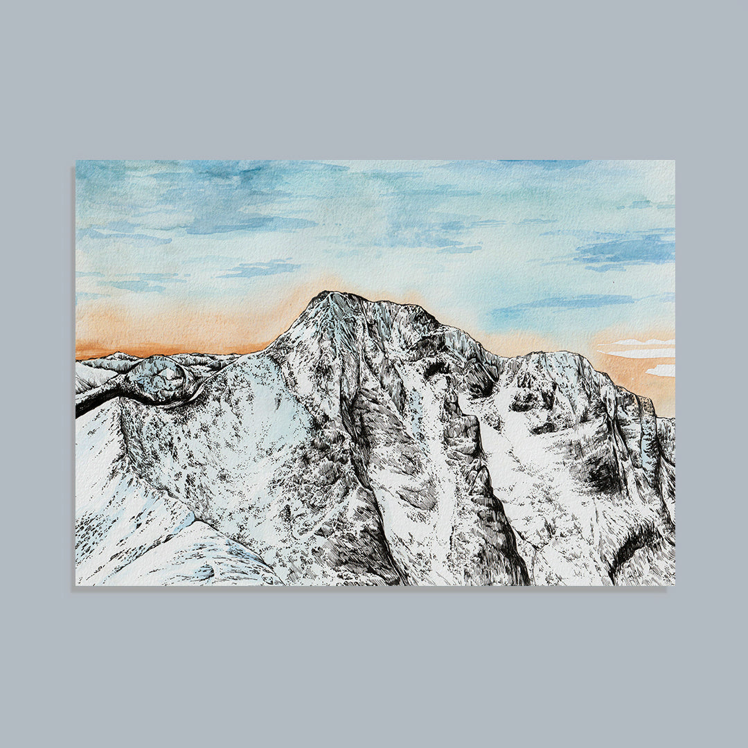 Ben Nevis Watercolour and Pen Art Print