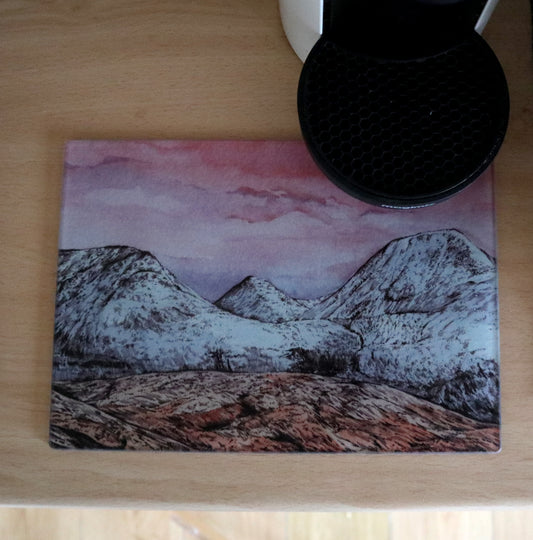 Glass Chopping Board Wintery Mamores