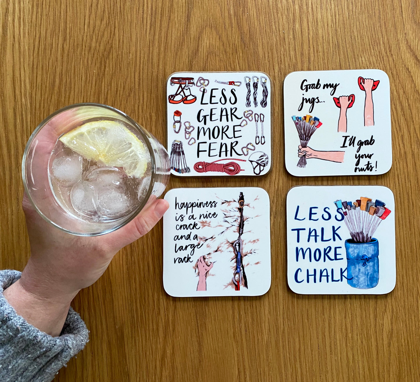 Rock Climbing Pun Coaster Set