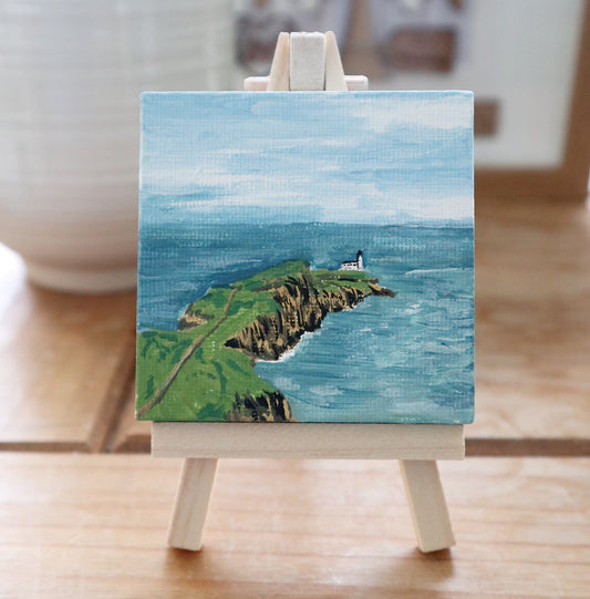 Day 17 - 7x7cm Mini Canvas -  Neist Point Lighthouse, Isle of Skye