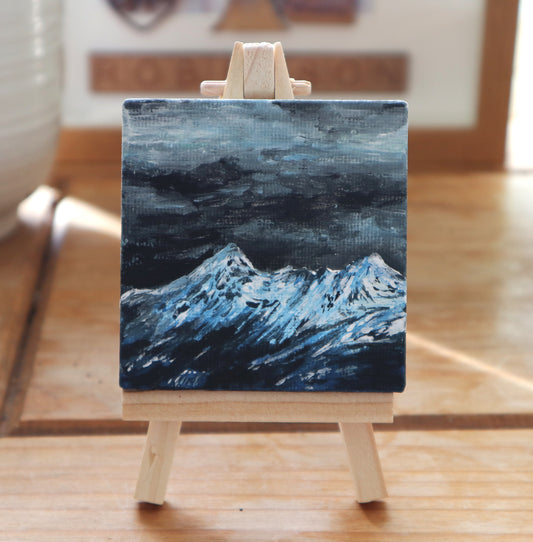 Day 23 - 7x7cm Mini Canvas -  Sgurr Nan Gillean, Isle of Skye under a moody sky