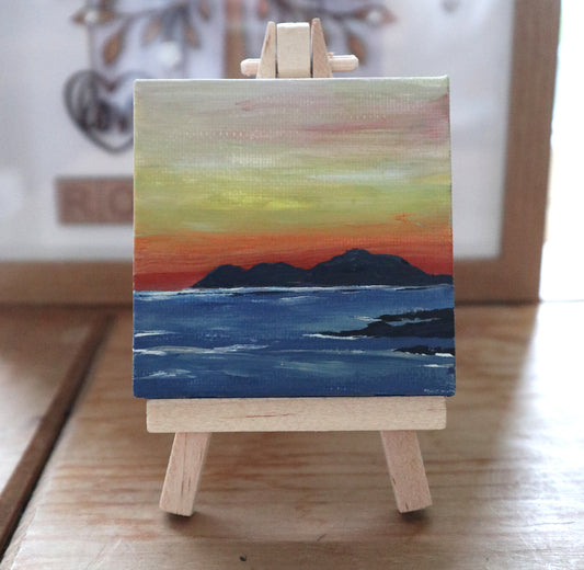 Day 31 - 7x7cm Mini Canvas - Sunset over Isle of Harris