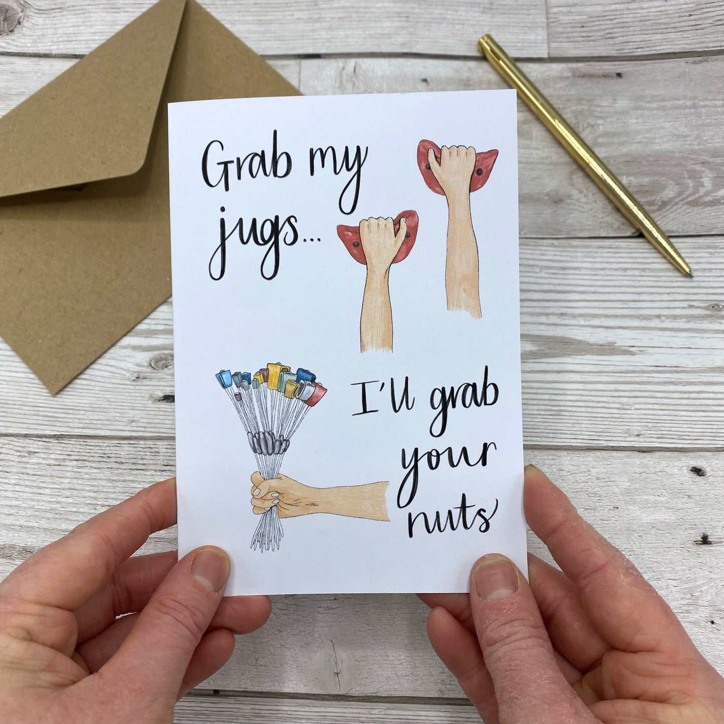 Grab My Jugs, I'll Grab Your Nuts Climbing Greeting Card