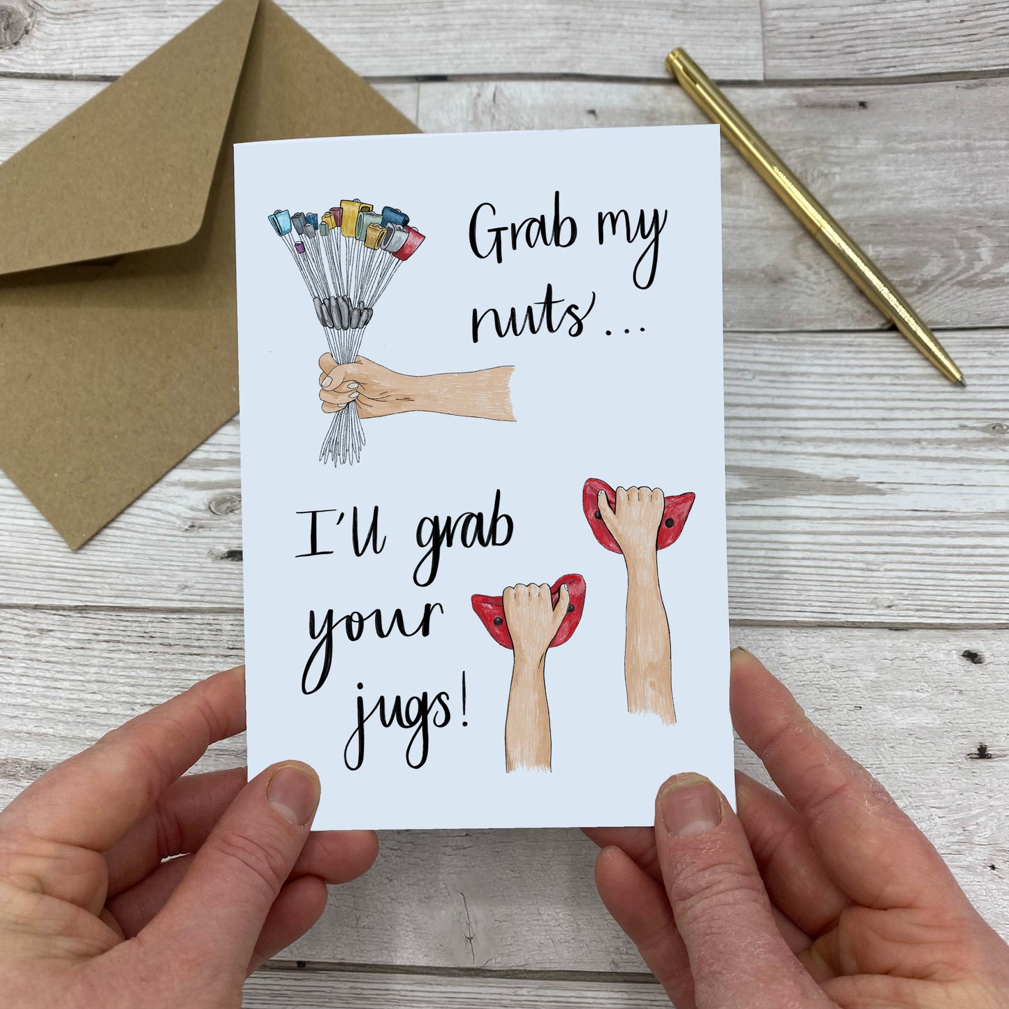 Grab My Nuts, I'll Grab Your Jugs Climbing Greeting Card