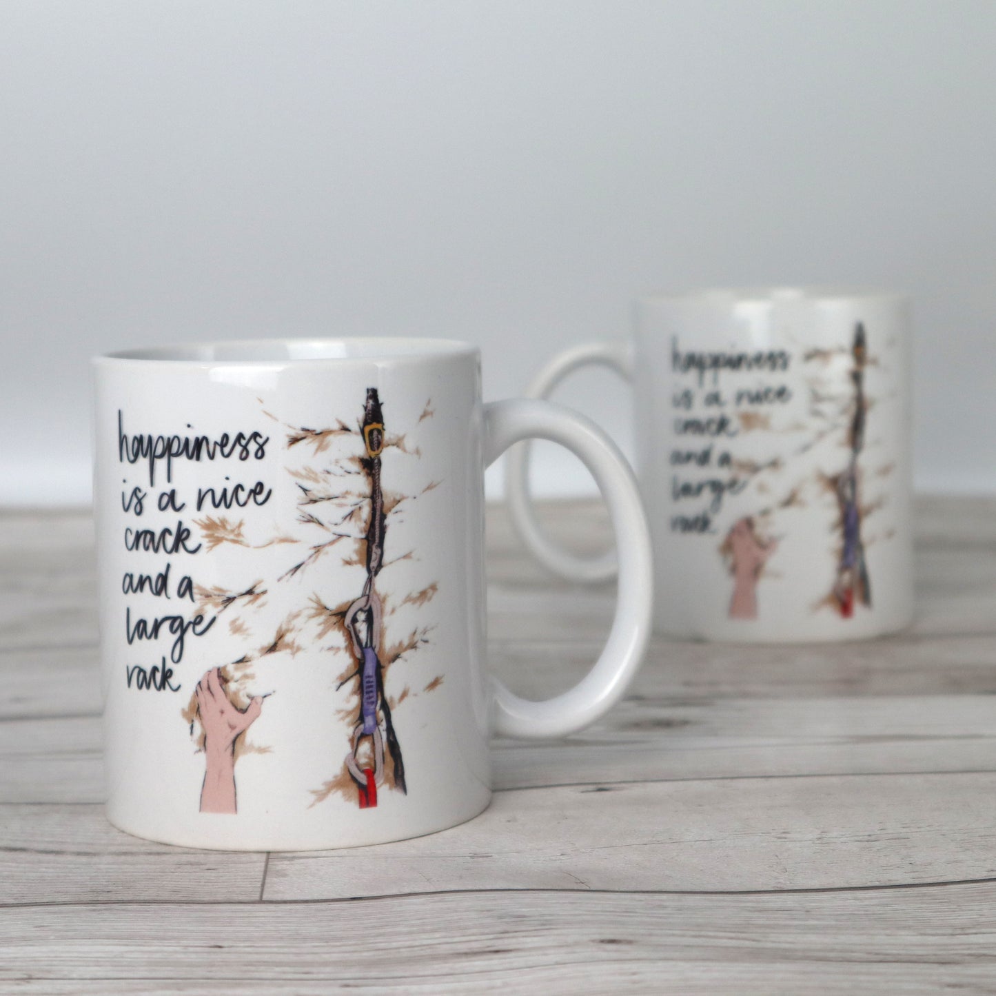 Happiness Is A Large Crack Climbing Pun Ceramic Mug