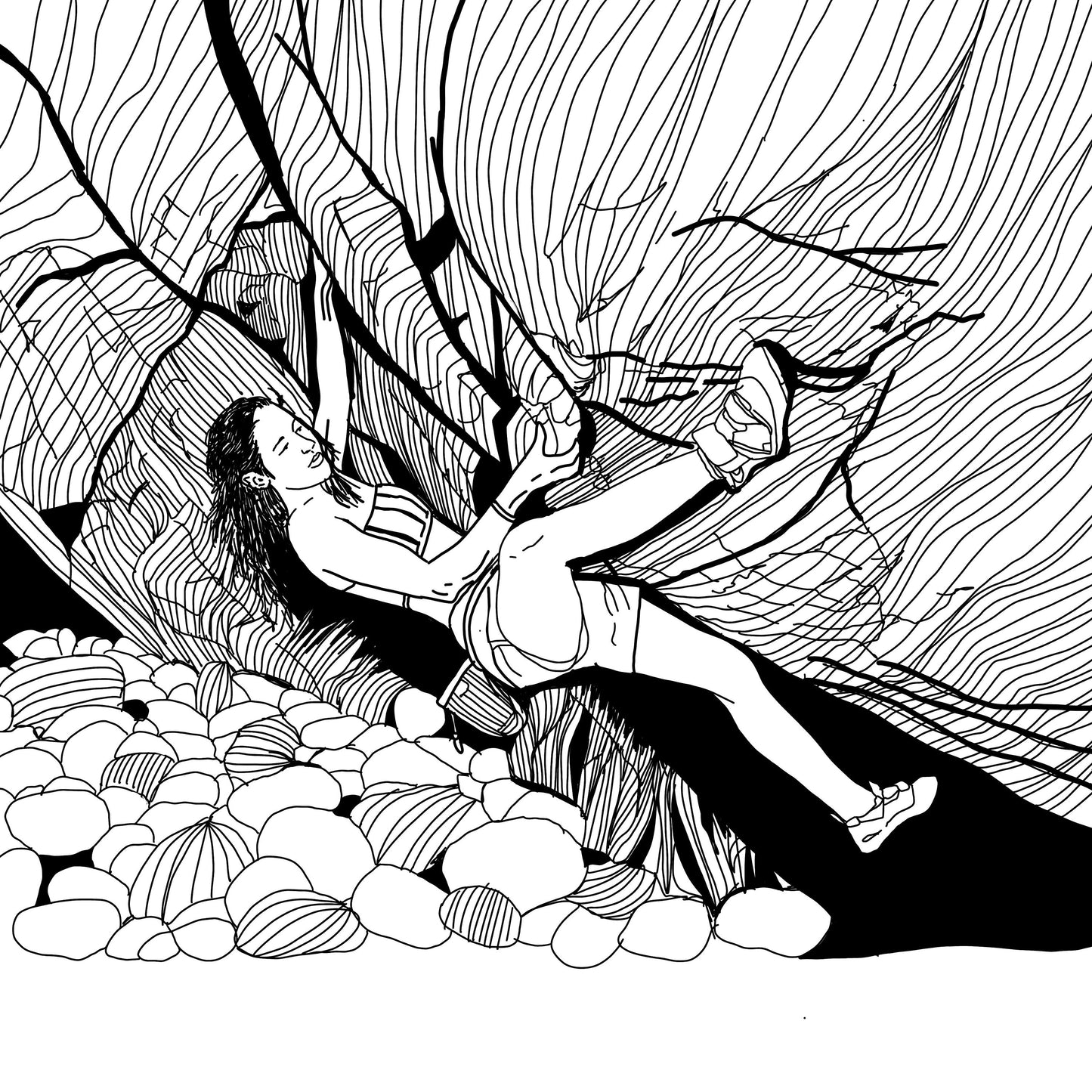 Custom Rock Climbing Digital Pen Drawing