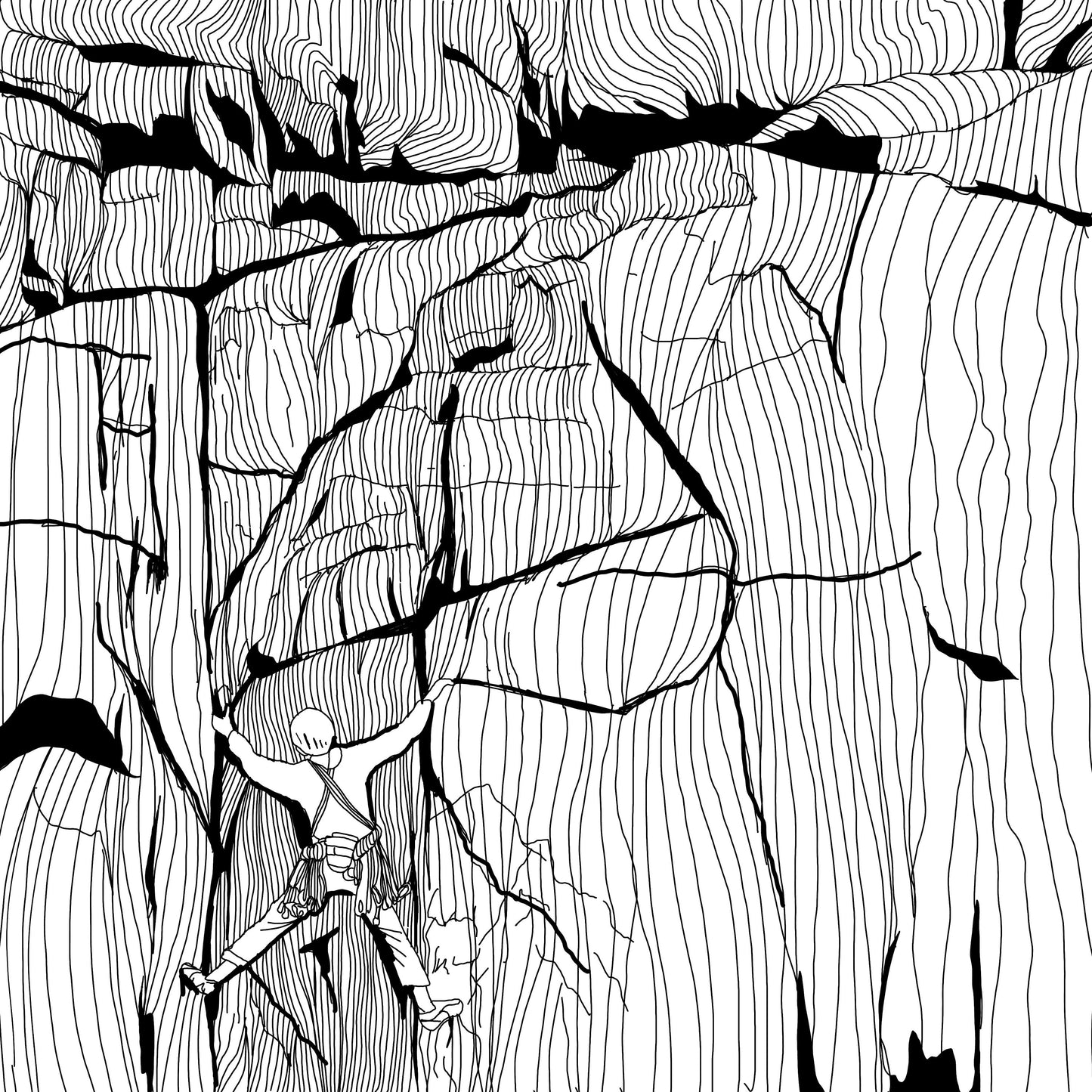 Custom Rock Climbing Digital Pen Drawing