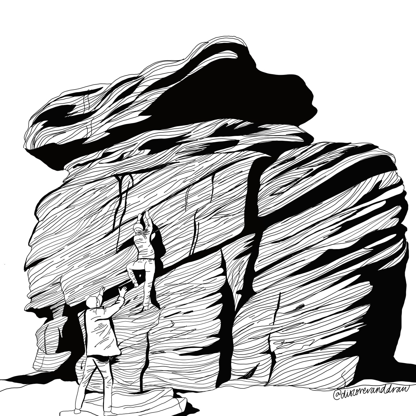 Custom Rock Climbing Digital Pen Drawing