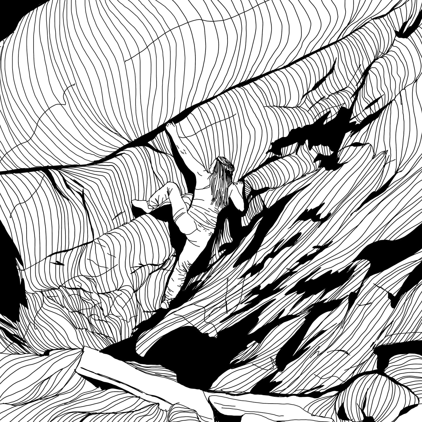 Custom Rock Climbing Digital Pen Drawing