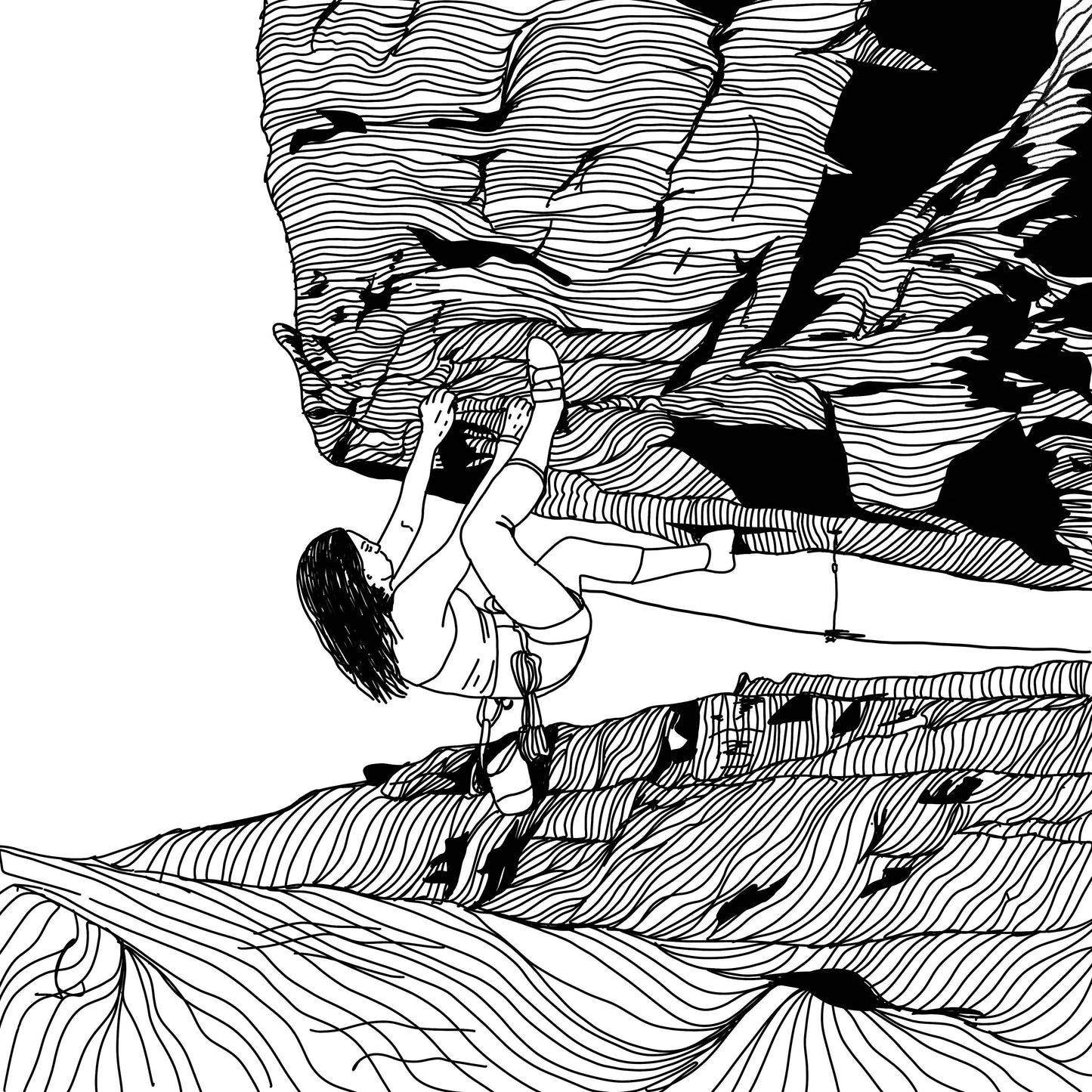 Custom Rock Climbing Digital Pen Drawing