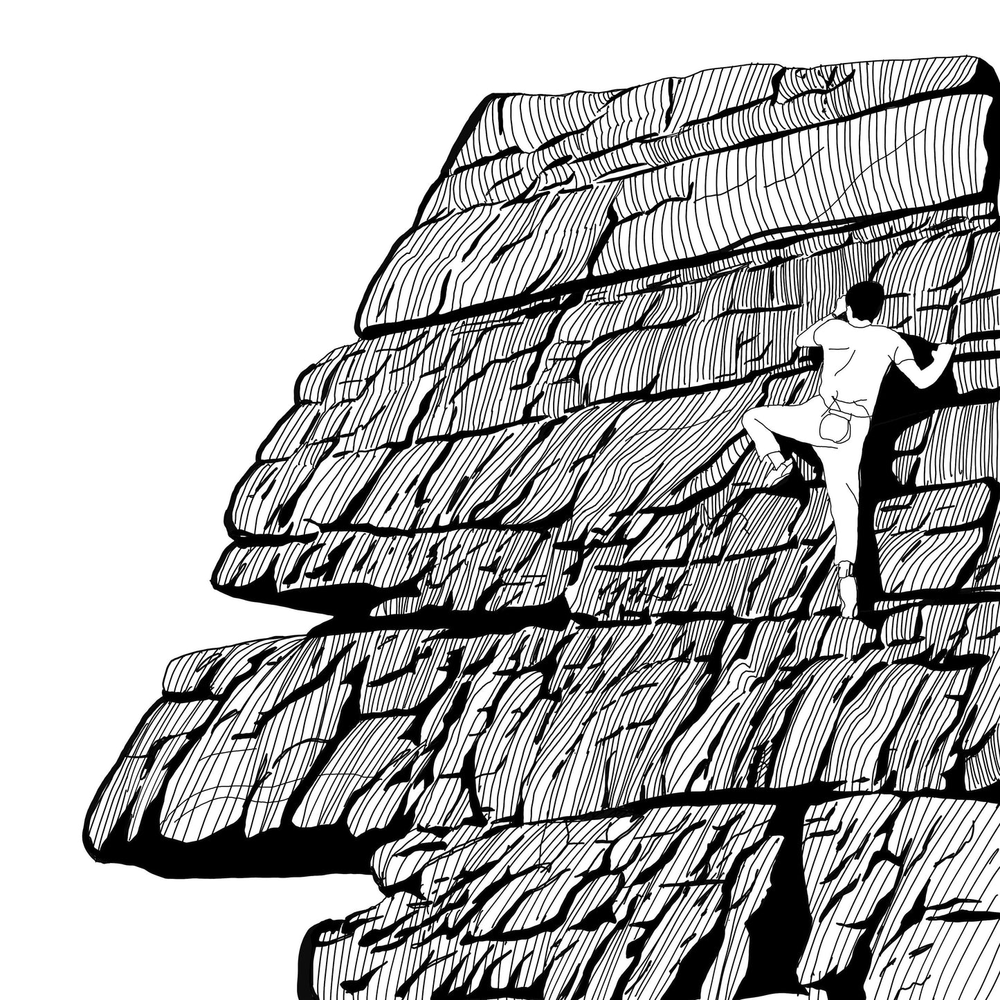 Custom Rock Climbing Digital Pen Drawing