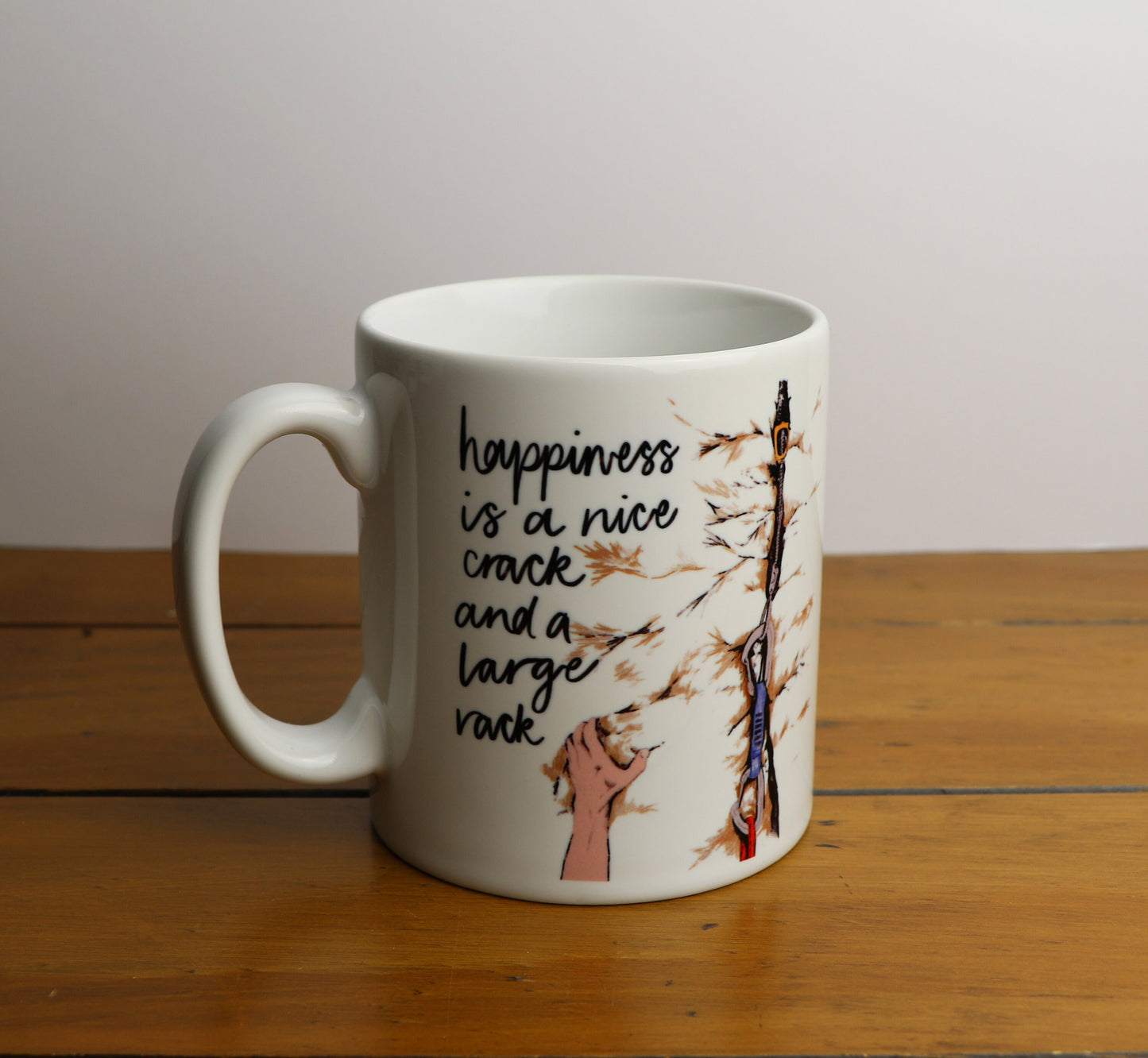 Happiness Is A Large Crack Climbing Pun Ceramic Mug