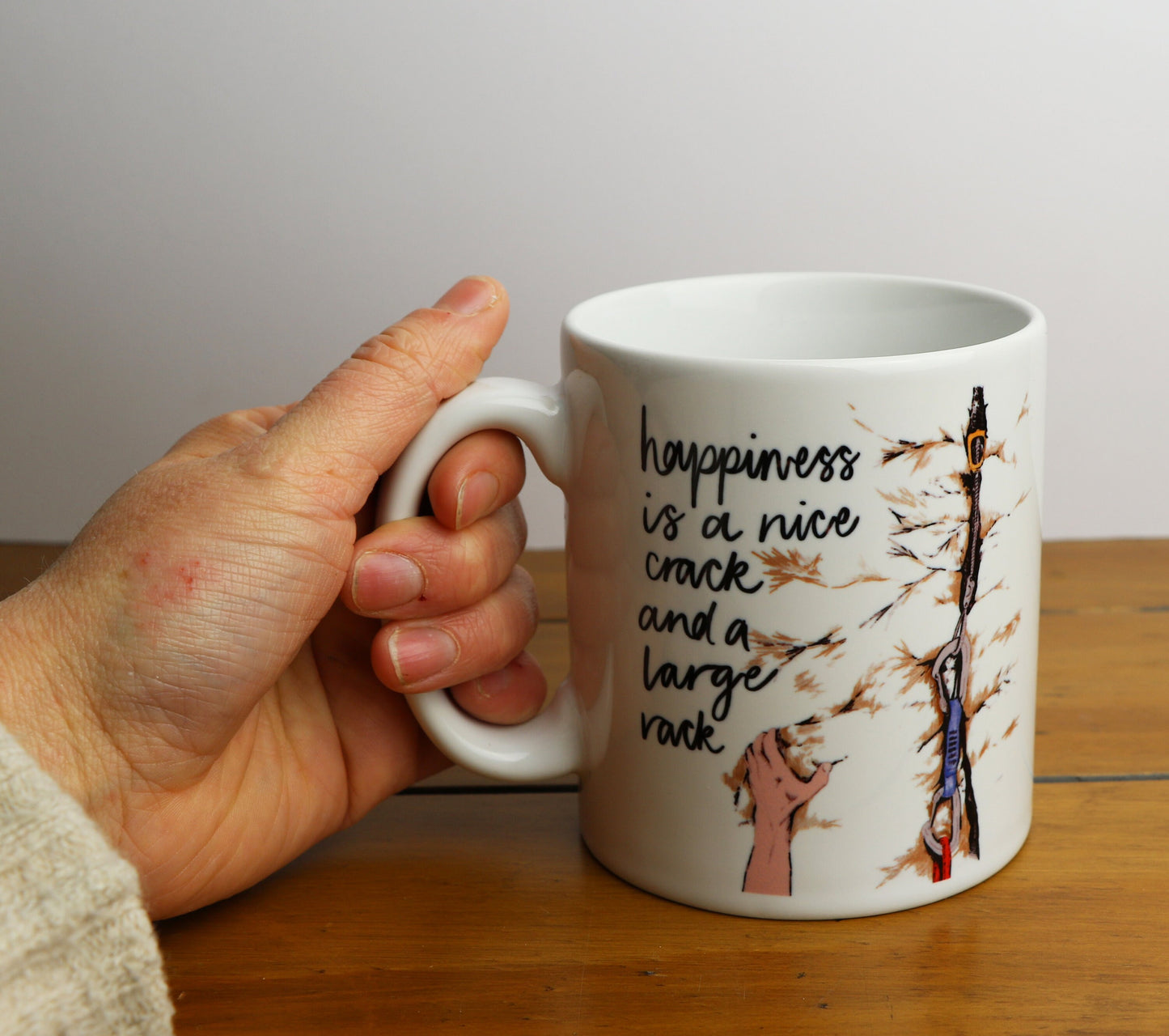 Happiness Is A Large Crack Climbing Pun Ceramic Mug