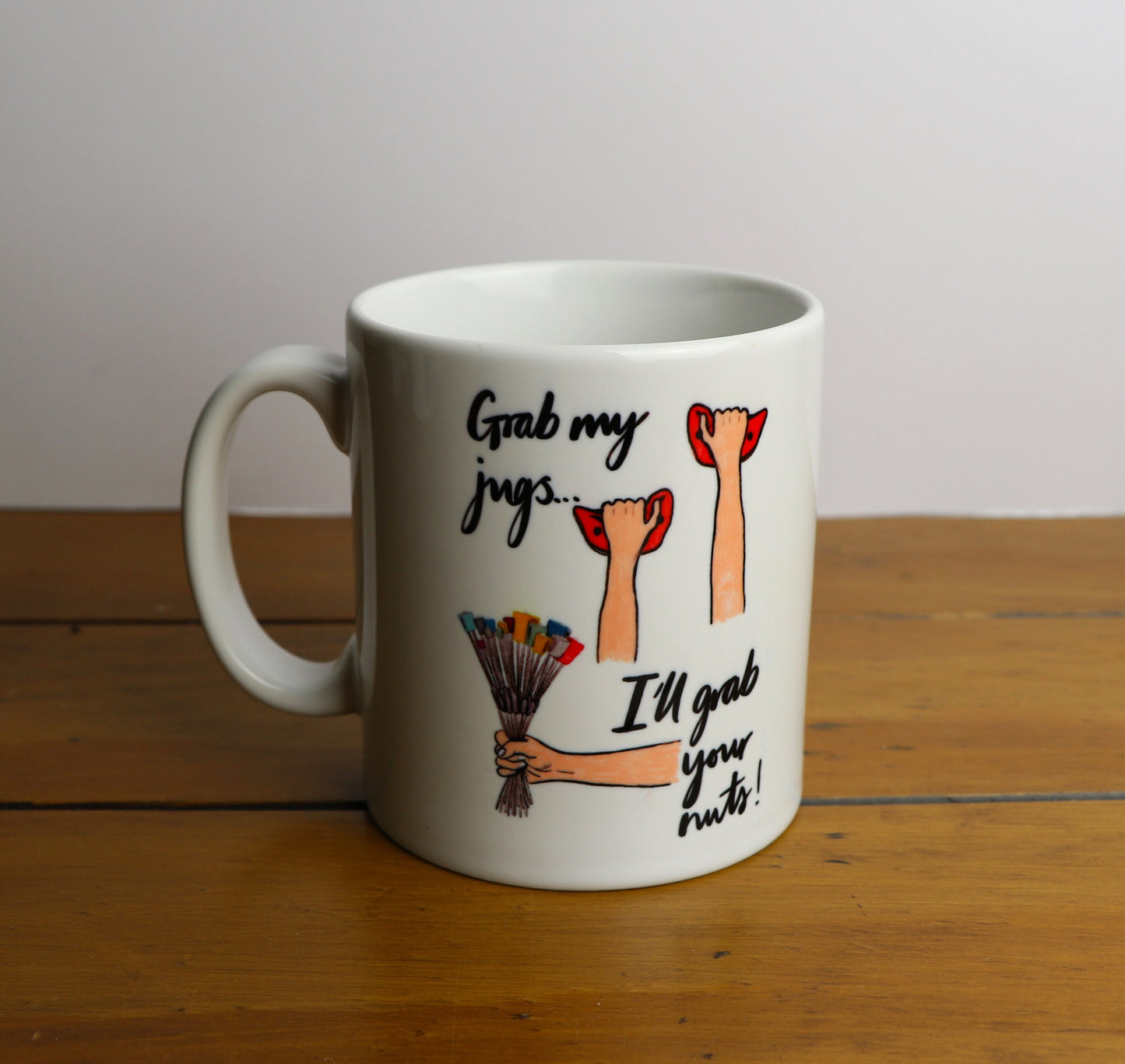 Grab My Jugs, I'll Grab Your Nuts Climbing Pun Ceramic Mug