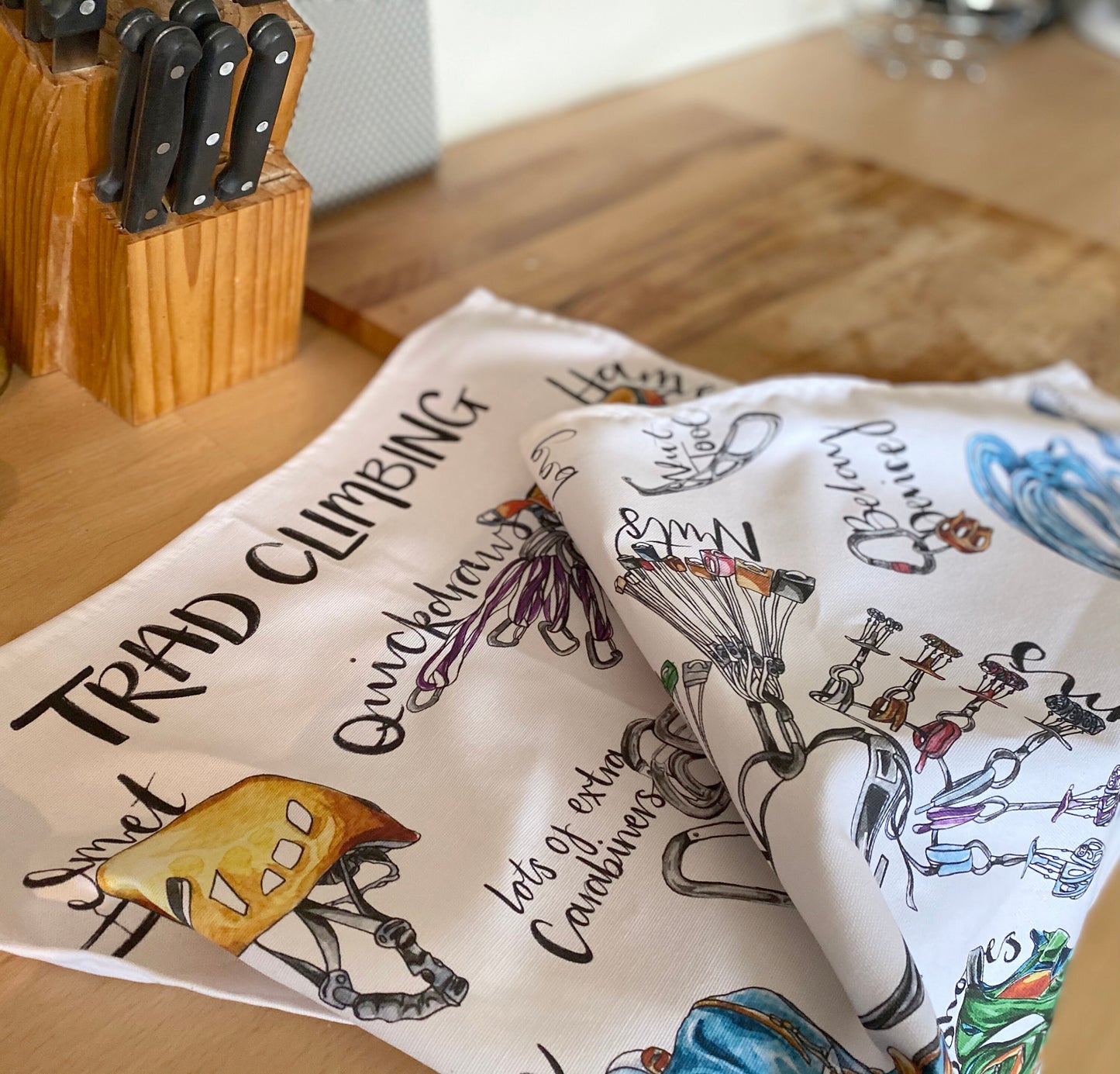 Trad Rock Climbing Tea Towel