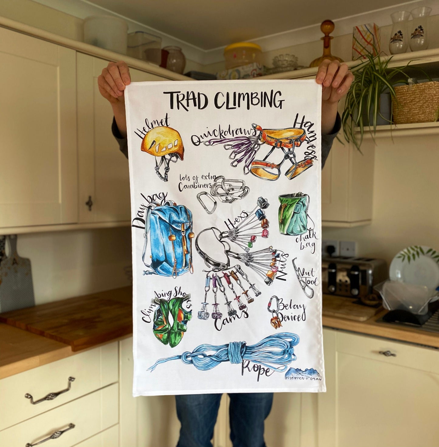 Trad Rock Climbing Tea Towel