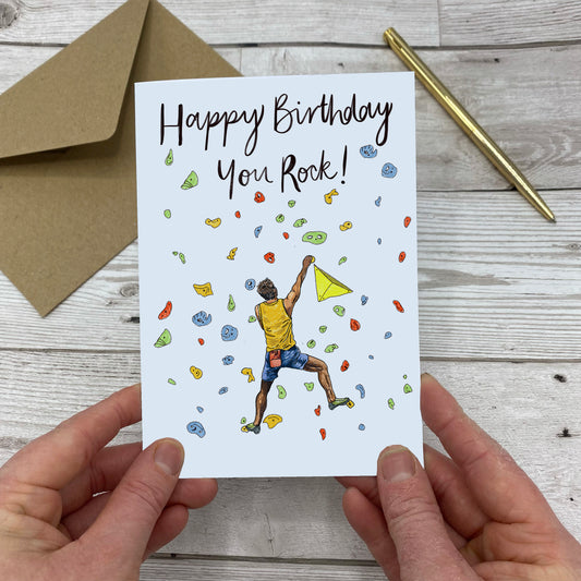 Rock Climbing Male Birthday Card